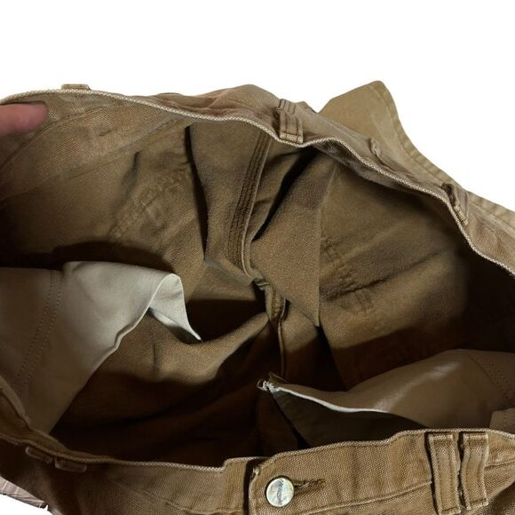 90s Carhartt duck canvas Mens 40 Distressed Faded Shorts tan - Picture 3 of 16